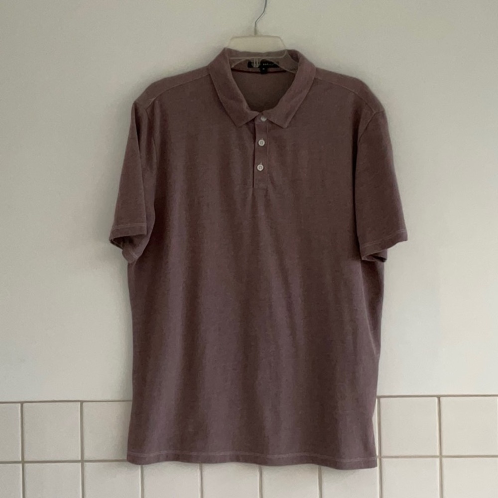 Robert Barakett Men’s Polo Shirt 3 Button Half Placket Burgundy/White. XL